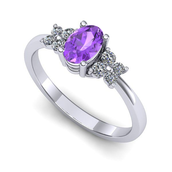 Inel din aur alb cu ametist