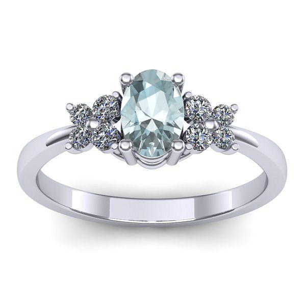 Inel de logodna cu aquamarin oval