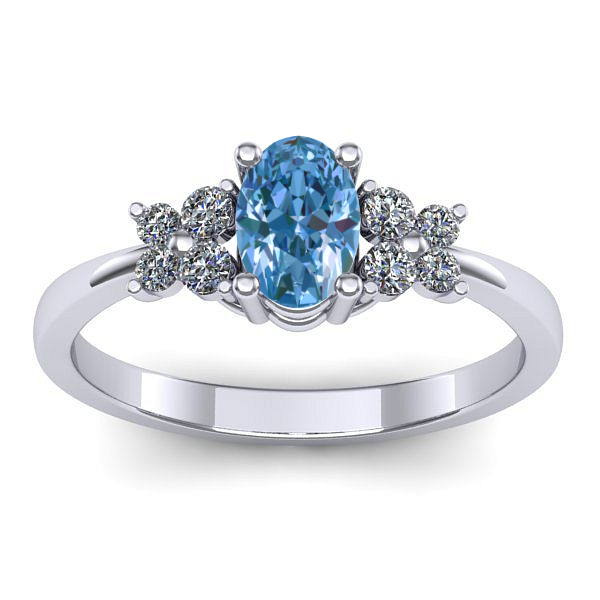 Inel logodna cu diamant de laborator albastru oval
