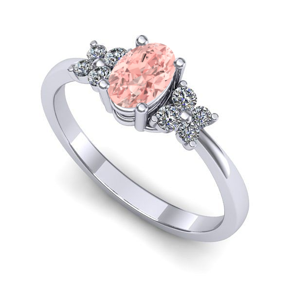 Inel din aur alb cu diamant de laborator roz