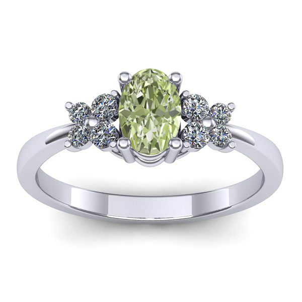 Inel cu diamant de laborator verde oval