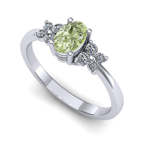 Inel logodna din aur alb cu diamant de laborator verde