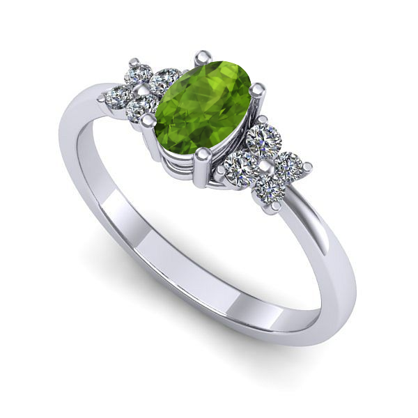 Inel din aur alb cu peridot