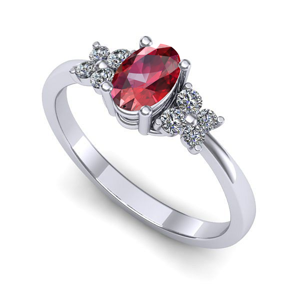 Inel din aur alb cu rubin