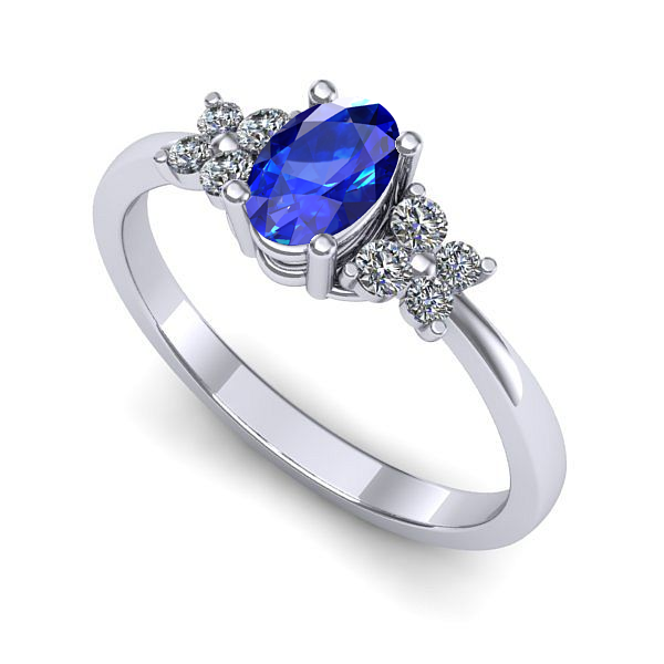 Inel din aur alb cu safir