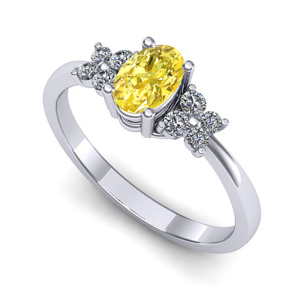 Inel din aur alb cu safir galben