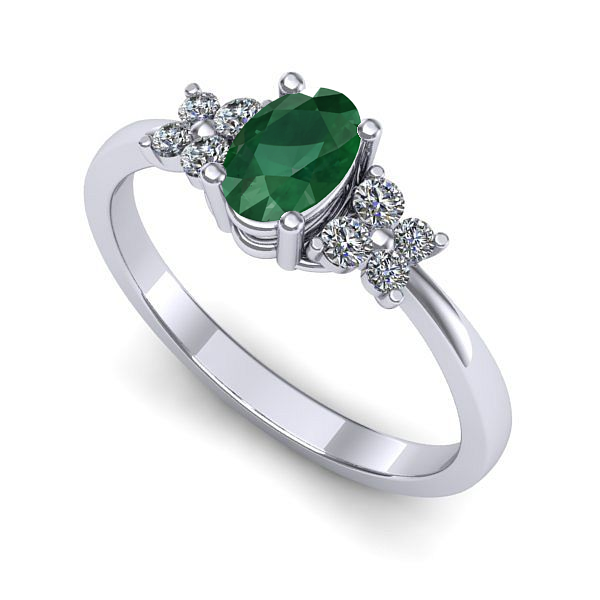 Inel de logodna din aur alb cu smarald