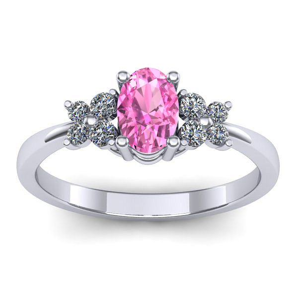 Inel logodna cu safir roz oval