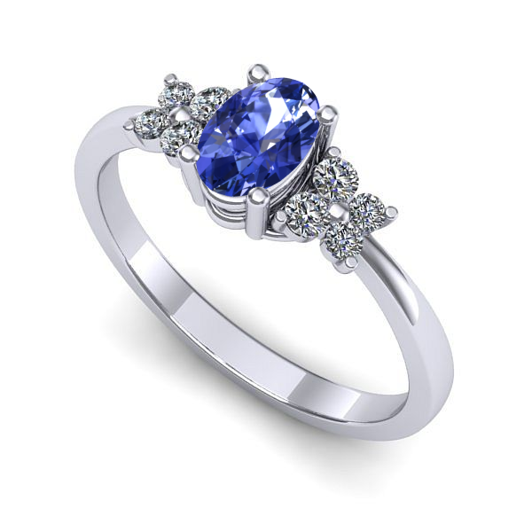 Inel logodna din aur alb cu tanzanit