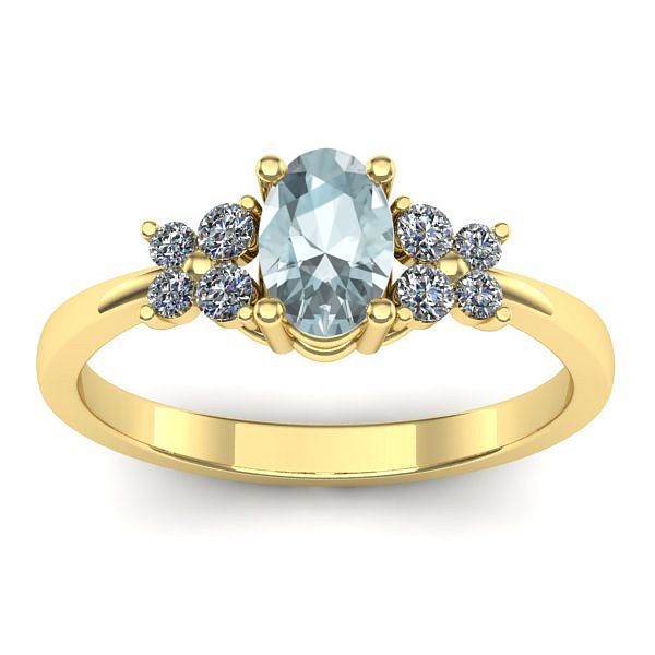 Inel de logodna cu aquamarin oval