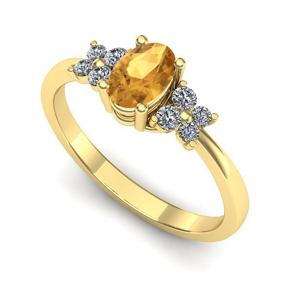 Inel logodna din aur galben cu citrin