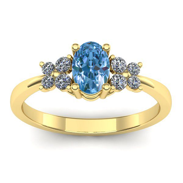 Inel de logodna cu diamant de laborator albastru oval