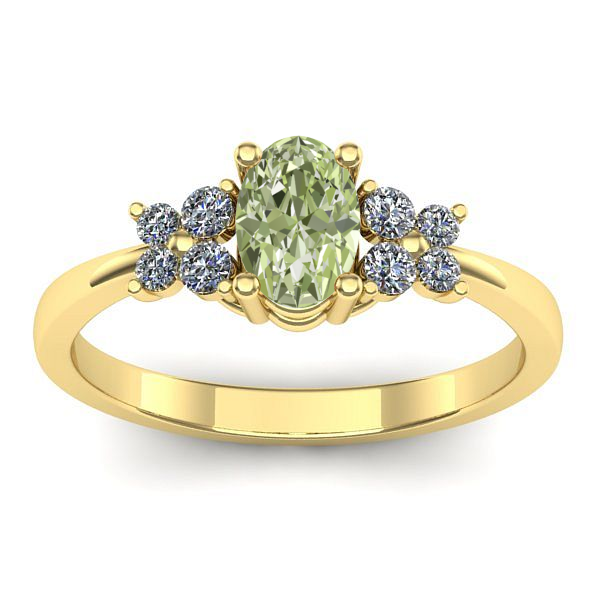 Inel cu diamant de laborator verde oval