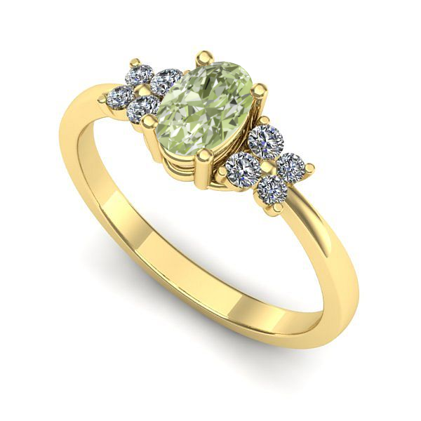 Inel logodna din aur galben cu diamant de laborator verde