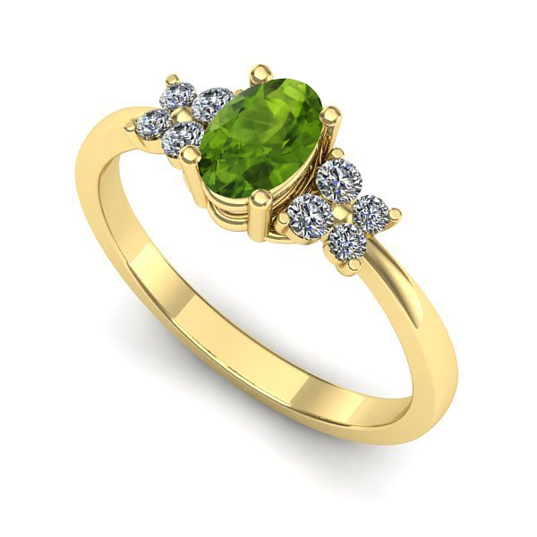 Inel logodna din aur galben cu peridot