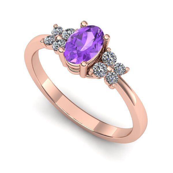 Inel logodna din aur roz cu ametist