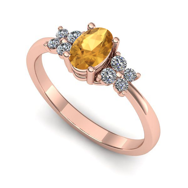 Inel logodna din aur roz cu citrin