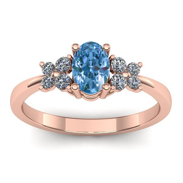 Inel logodna cu diamant de laborator albastru oval