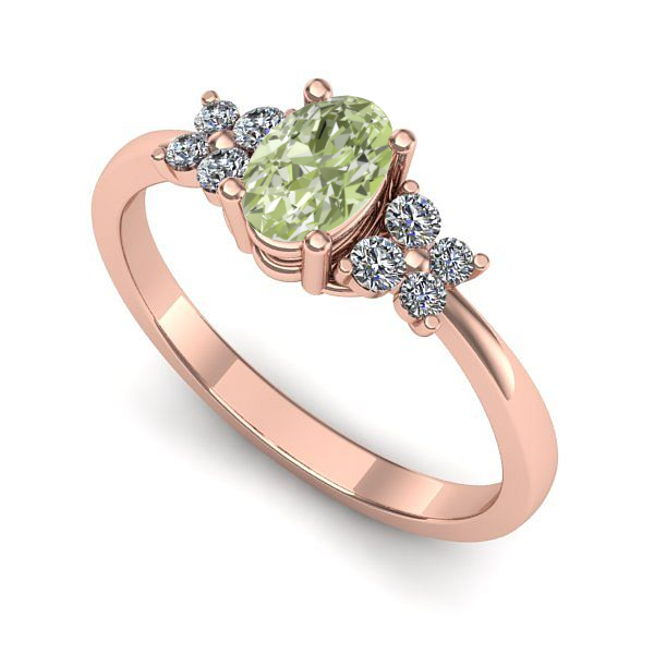 Inel de logodna din aur roz cu diamant de laborator verde