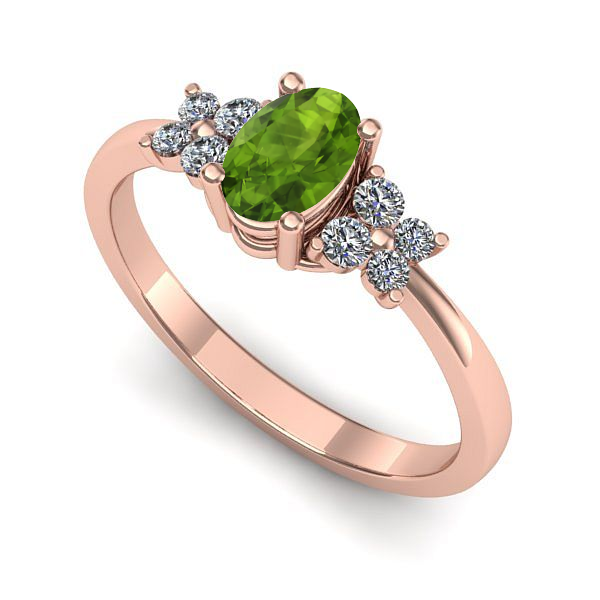 Inel logodna din aur roz cu peridot