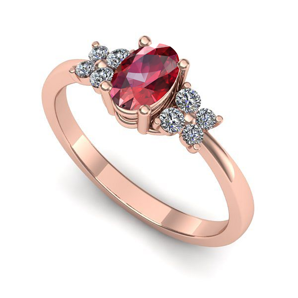 Inel logodna din aur roz cu rubin