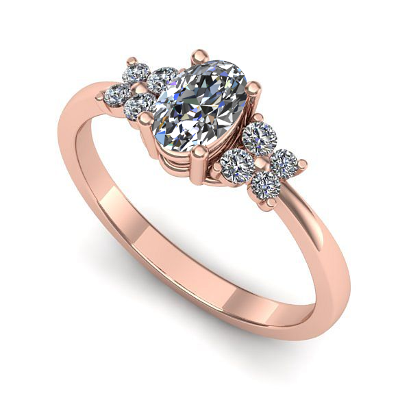 Inel logodna din aur roz cu safir alb