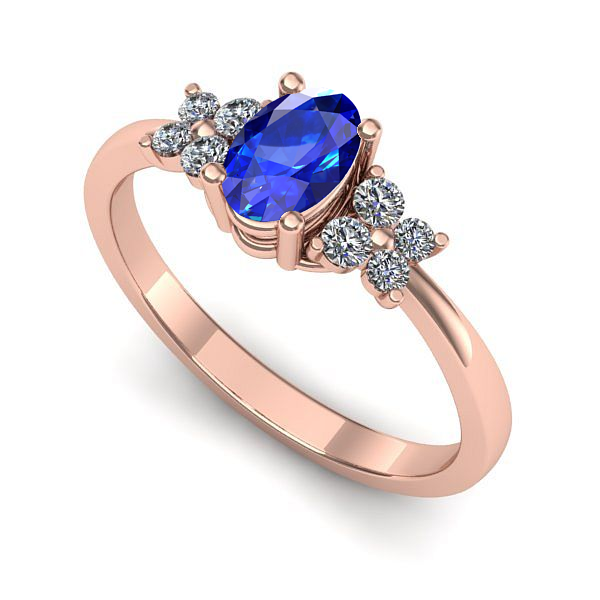 Inel din aur roz cu safir