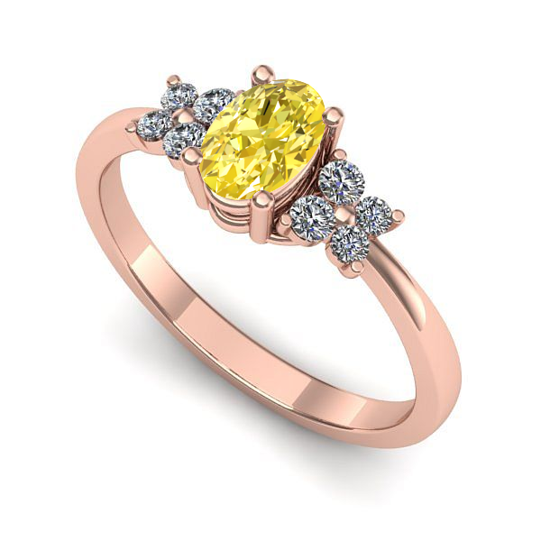 Inel logodna din aur roz cu safir galben