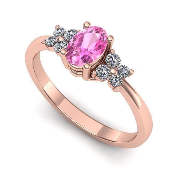 Inel de logodna din aur roz cu safir roz
