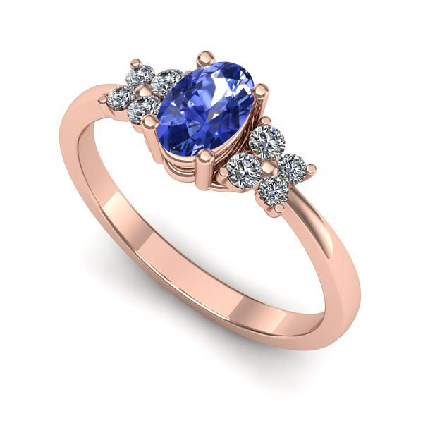 Inel logodna din aur roz cu tanzanit