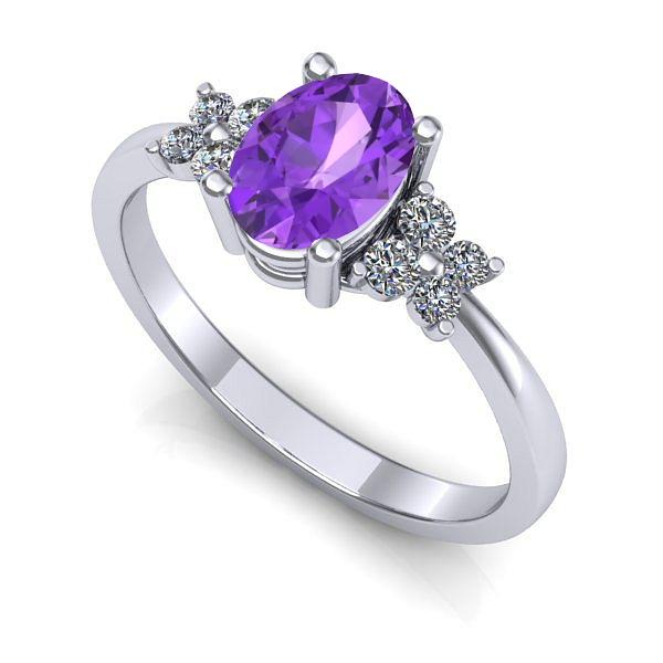 Inel de logodna din aur alb cu ametist
