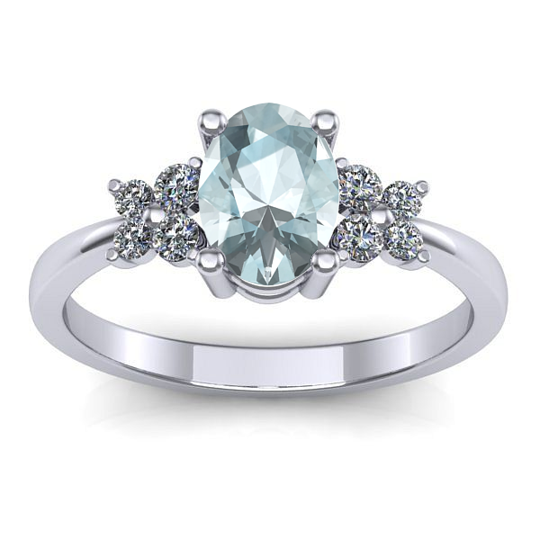 Inel logodna cu aquamarin oval