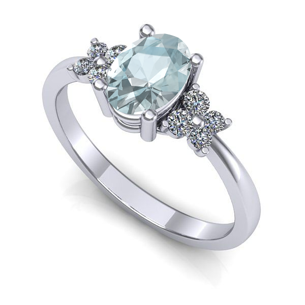 Inel din aur alb cu aquamarin