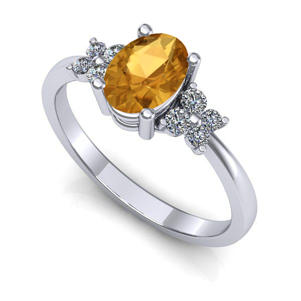 Inel logodna din aur alb cu citrin