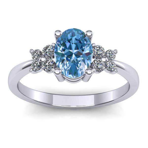 Inel cu diamant de laborator albastru oval