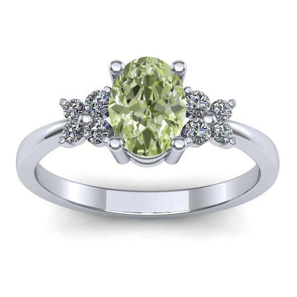 Inel de logodna cu diamant de laborator verde oval