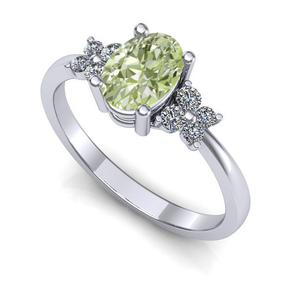 Inel de logodna din aur alb cu diamant de laborator verde