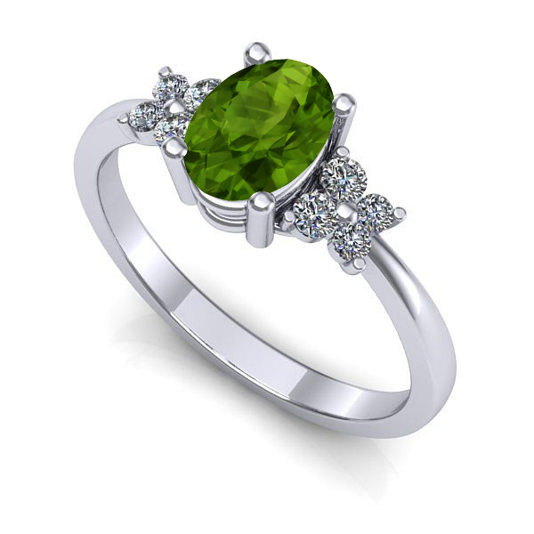 Inel de logodna din aur alb cu peridot