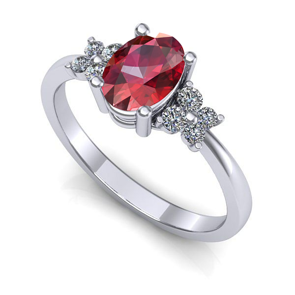 Inel logodna din aur alb cu rubin