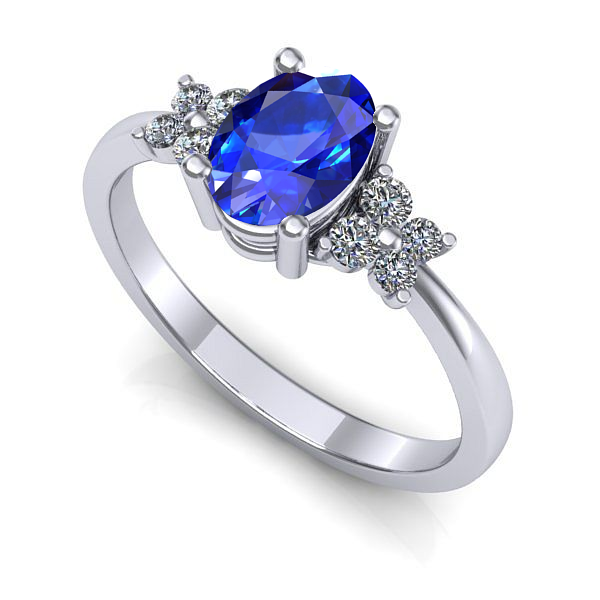 Inel din aur alb cu safir