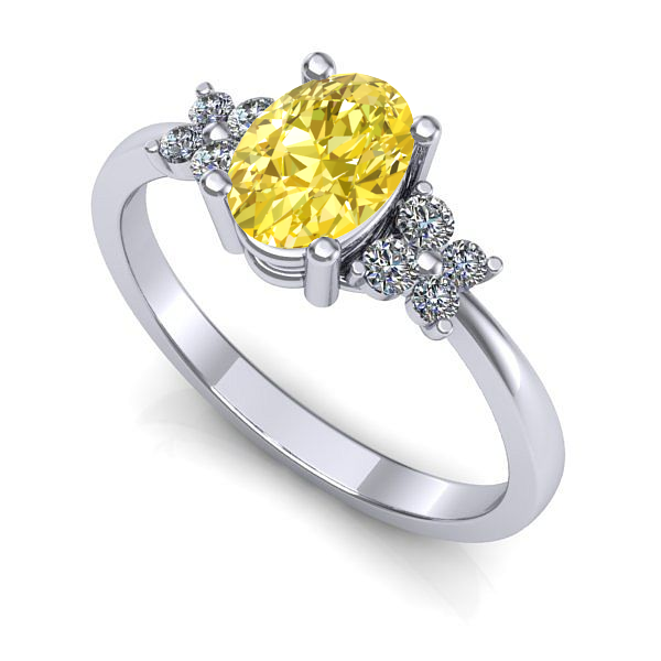 Inel din aur alb cu safir galben