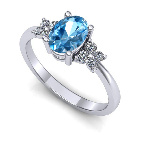 Inel logodna din aur alb cu topaz blue