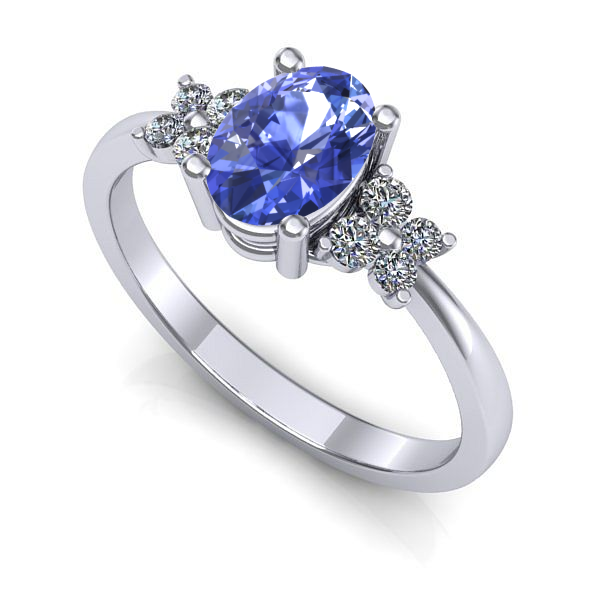 Inel din aur alb cu tanzanit