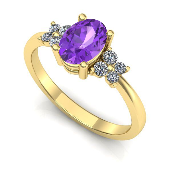 Inel din aur galben cu ametist