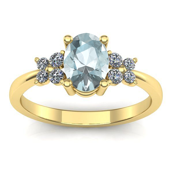 Inel cu aquamarin oval
