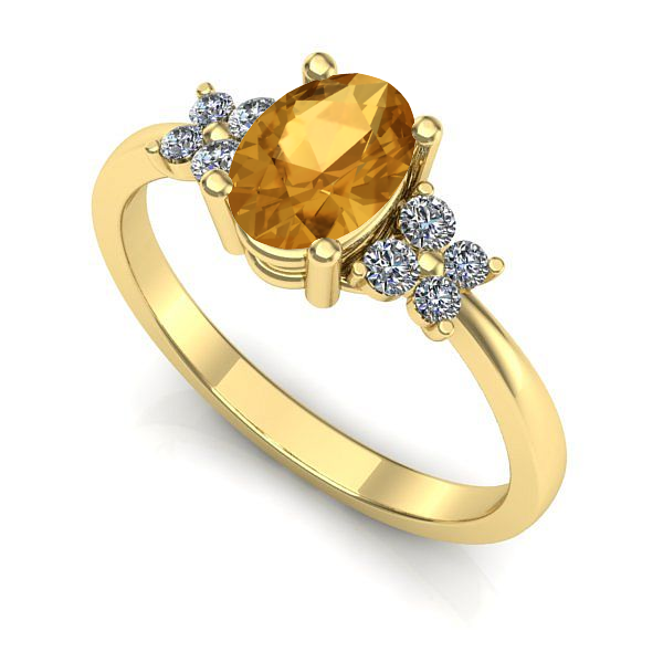 Inel din aur galben cu citrin