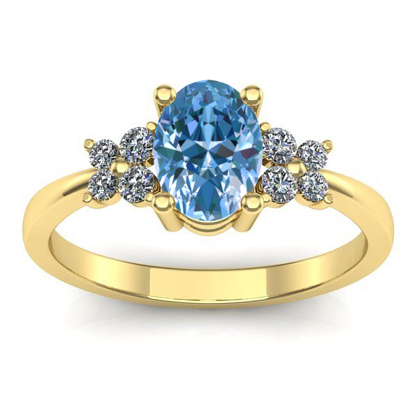 Inel logodna cu diamant de laborator albastru oval