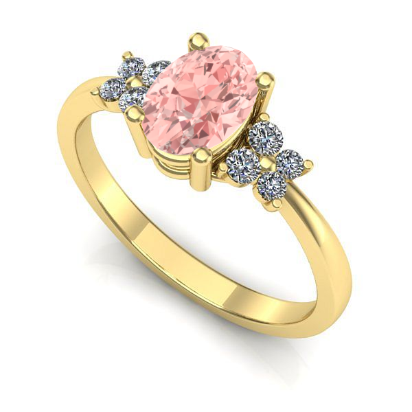 Inel din aur galben cu diamant de laborator roz