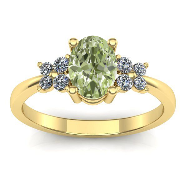 Inel de logodna cu diamant de laborator verde oval