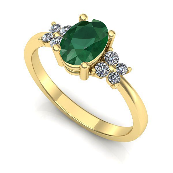 Inel logodna din aur galben cu smarald